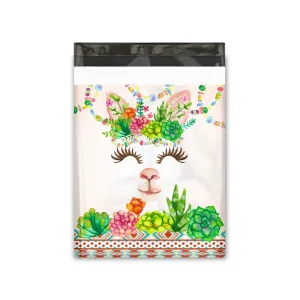 10x13 Llamas and succulents premium poly mailer - set of 10