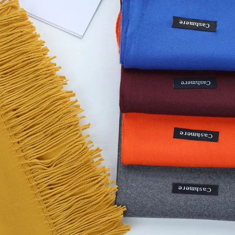 2025 Winter Cashmere Scarf Women Luxury Pashmina Shawls Long Wraps Autumn Warm Neck Scarf Tassel Ladies Scarves Black Red Green