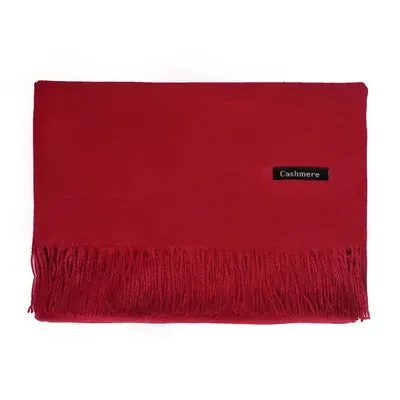 2025 Winter Cashmere Scarf Women Luxury Pashmina Shawls Long Wraps Autumn Warm Neck Scarf Tassel Ladies Scarves Black Red Green