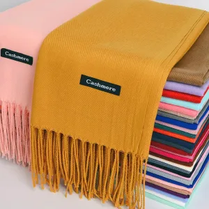 2025 Winter Cashmere Scarf Women Luxury Pashmina Shawls Long Wraps Autumn Warm Neck Scarf Tassel Ladies Scarves Black Red Green