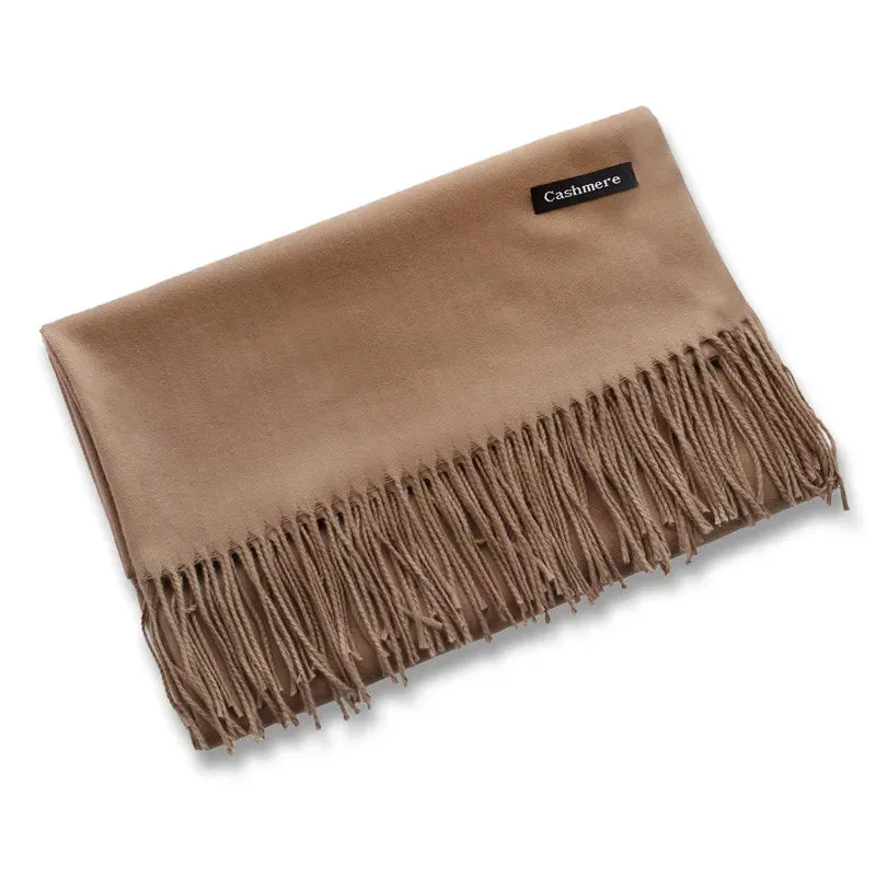 2025 Winter Cashmere Scarf Women Luxury Pashmina Shawls Long Wraps Autumn Warm Neck Scarf Tassel Ladies Scarves Black Red Green