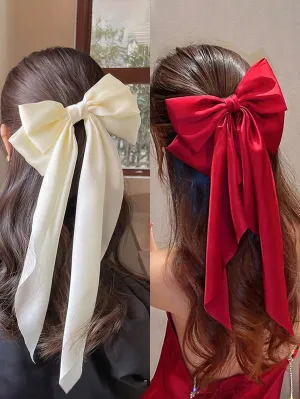 2pcs Oversized Bowknot Matte Satin Hair Clips