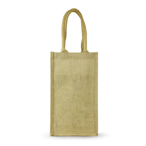 4 Bottle Jute Wine Bag with cotton webbed handles