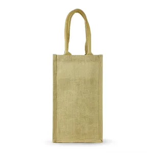 4 Bottle Jute Wine Bag with cotton webbed handles