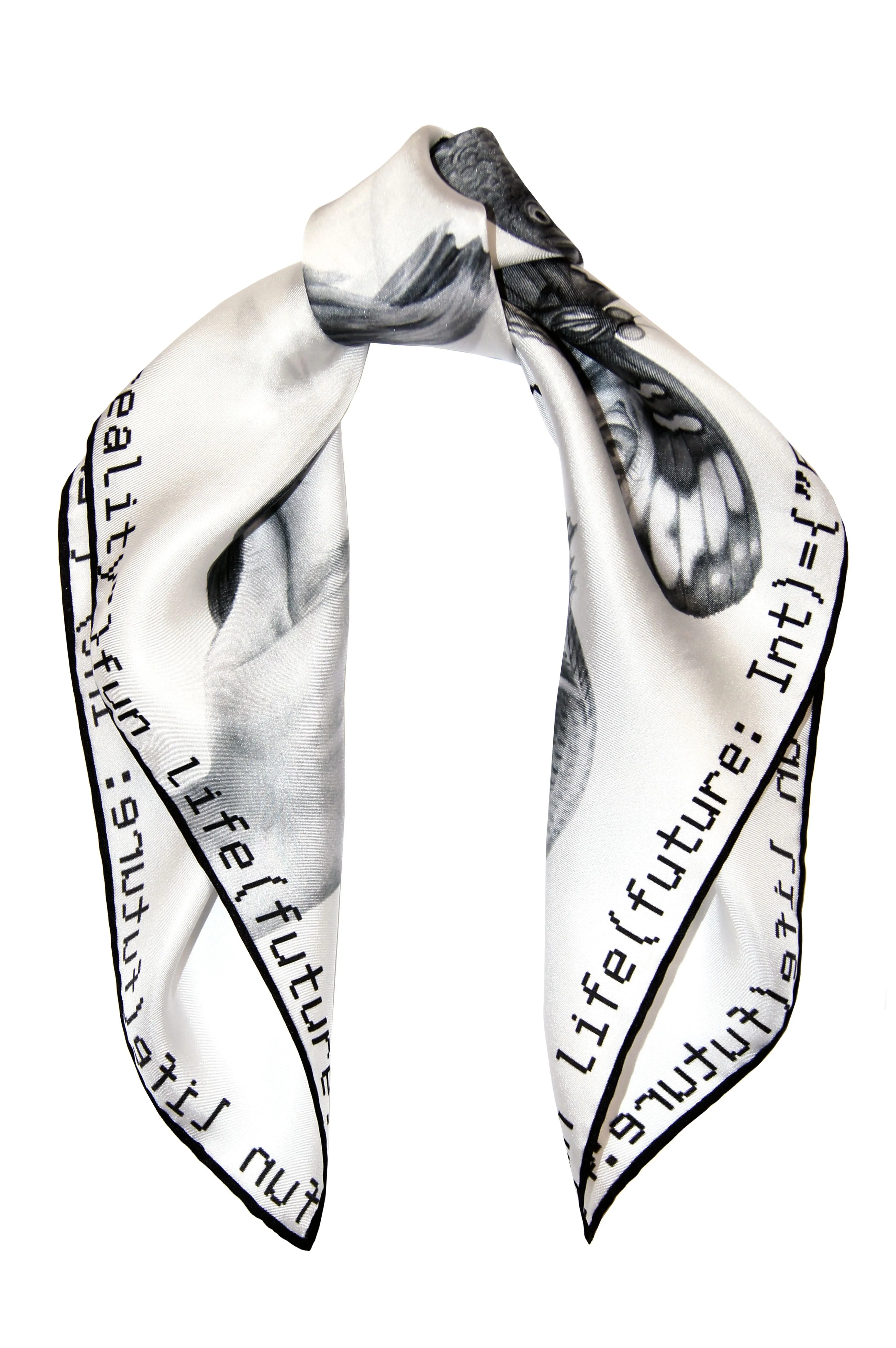 405Method not Allowed / White & Black Print Silk Scarf