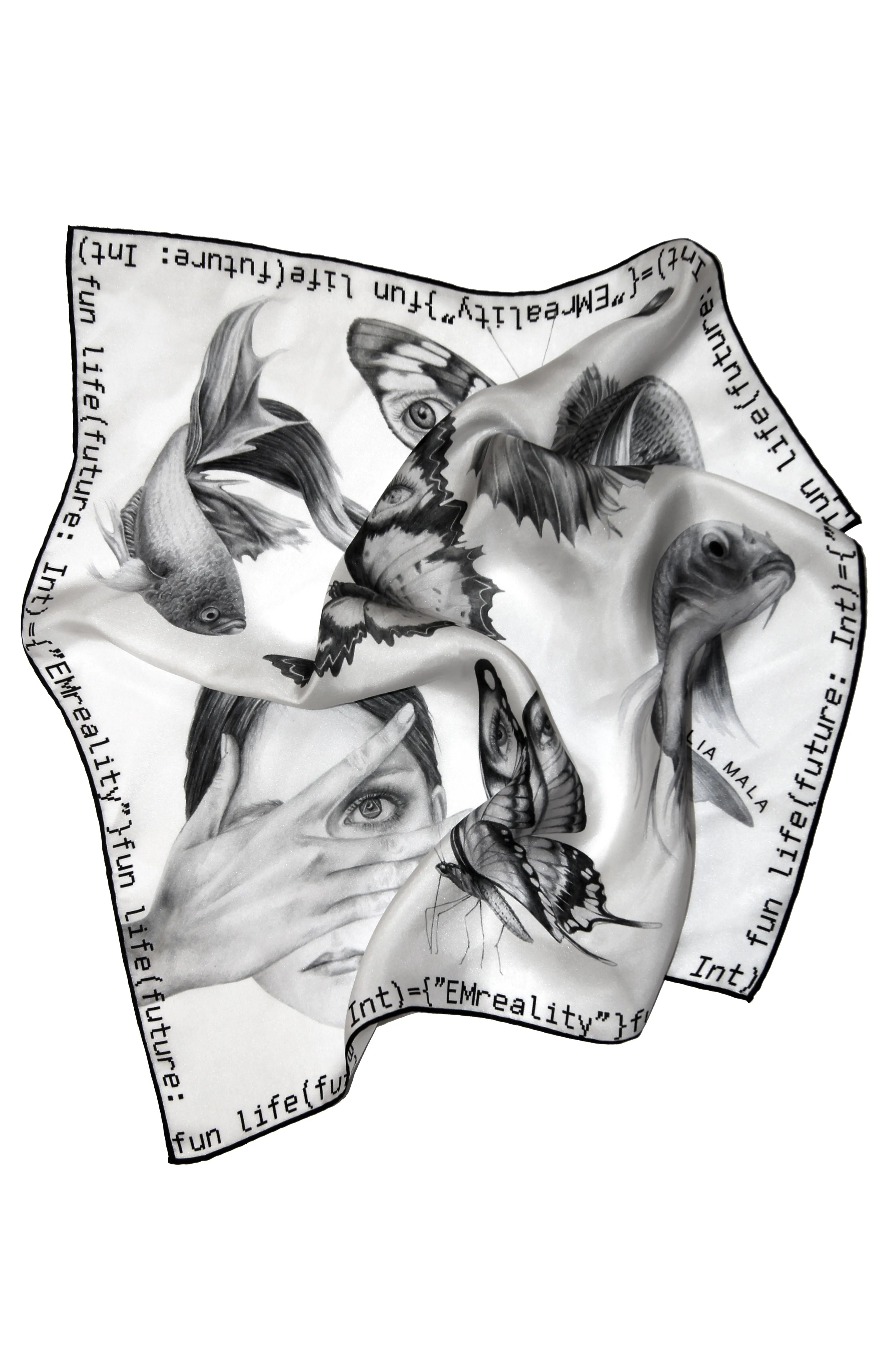405Method not Allowed / White & Black Print Silk Scarf