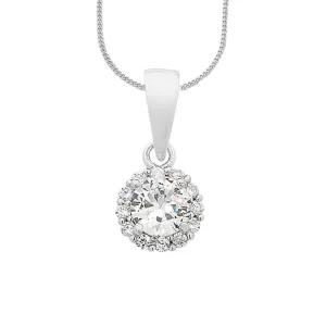 45cm Sterling Silver Cubic Zirconia Halo Necklace