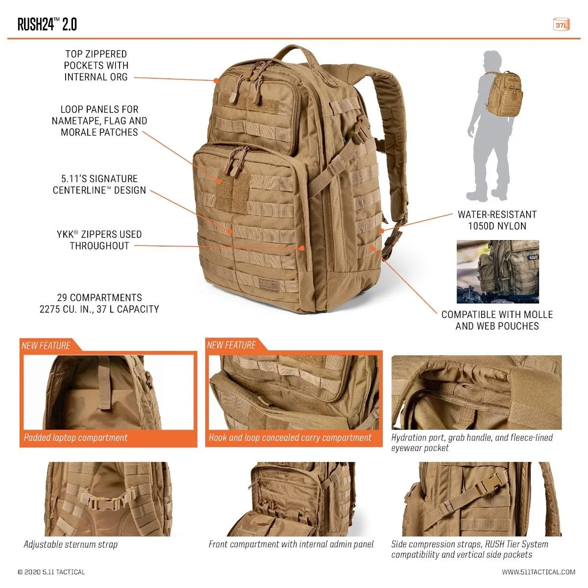5.11 Tactical Rush 24 Backpack 2.0 Multicam