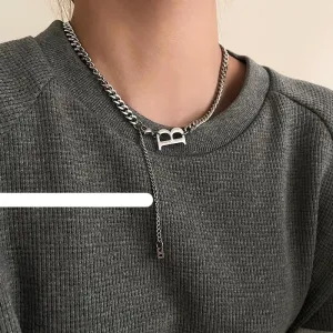 B Letter Pendant Necklace