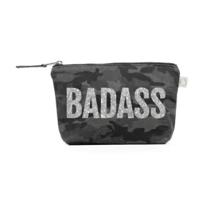 BADASS Makeup Bag Black Camo with Silver Glitter