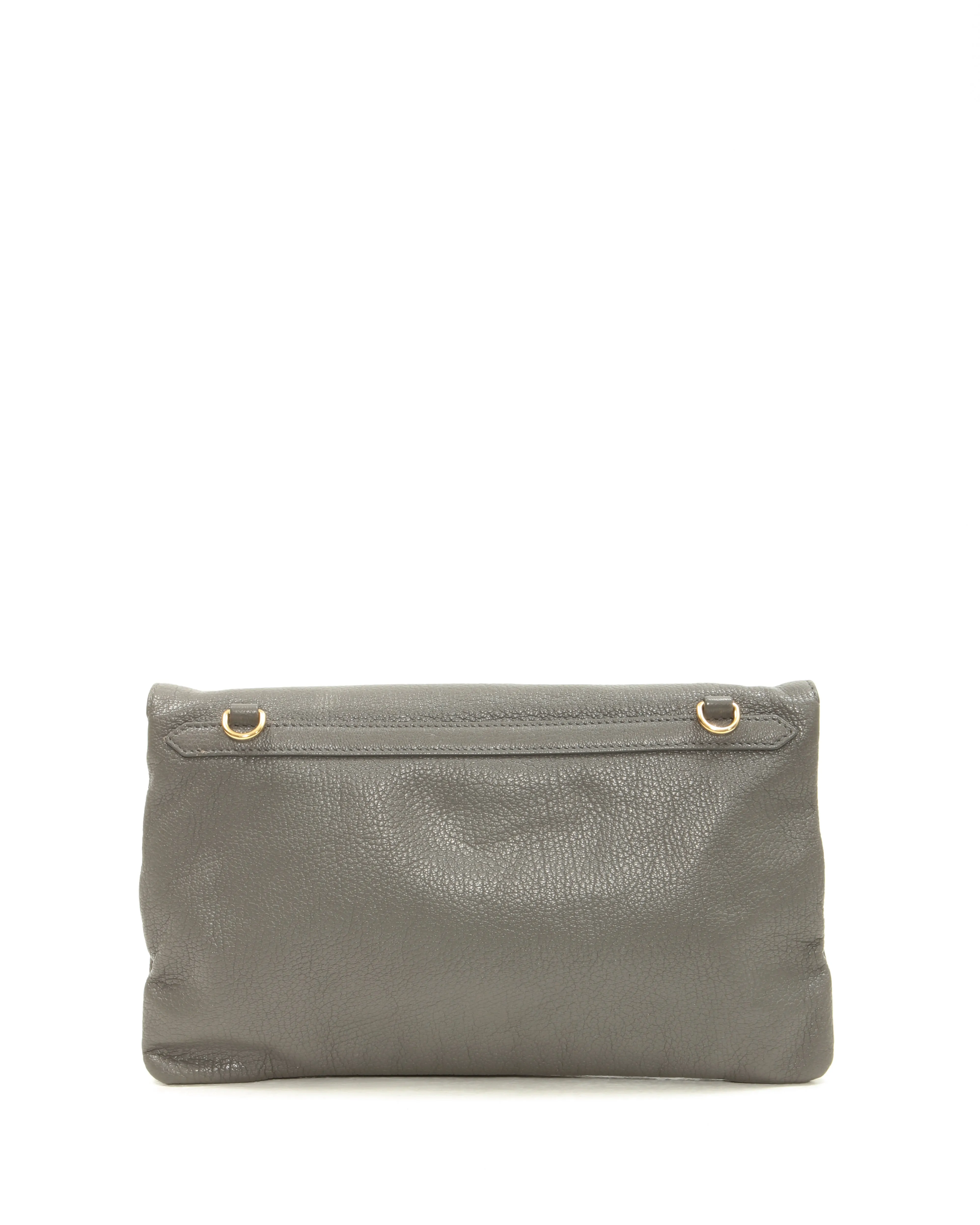 Balenciaga Grey Leather Motocross Metallic Edge Envelope Clutch