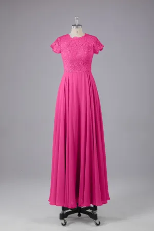 Beautiful A-Line Cap Sleeves Long Bridesmaid Dresses With Pockets