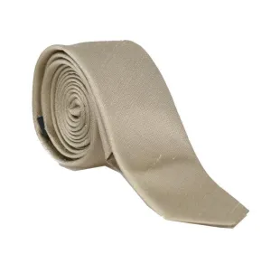 Beige Silk Solid Slim Tie