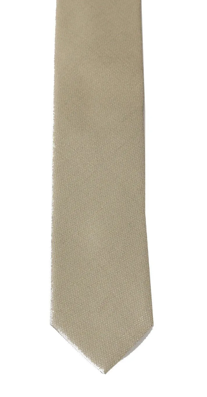 Beige Silk Solid Slim Tie
