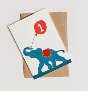 BIRTHDAY CARD, ONE YEAR OLD BIRTHDAY CARD, ANIMAL BIRTHDAY CARD
