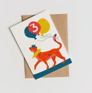 BIRTHDAY CARD, THREE YEAR OLD BIRTHDAY CARD, ANIMAL BIRTHDAY CARD