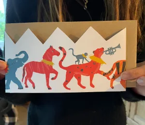 BIRTHDAY CROWN CARD, TO FIT ANY HEAD SIZE, CELEBRATION CROWN, ANIMAL PARADE