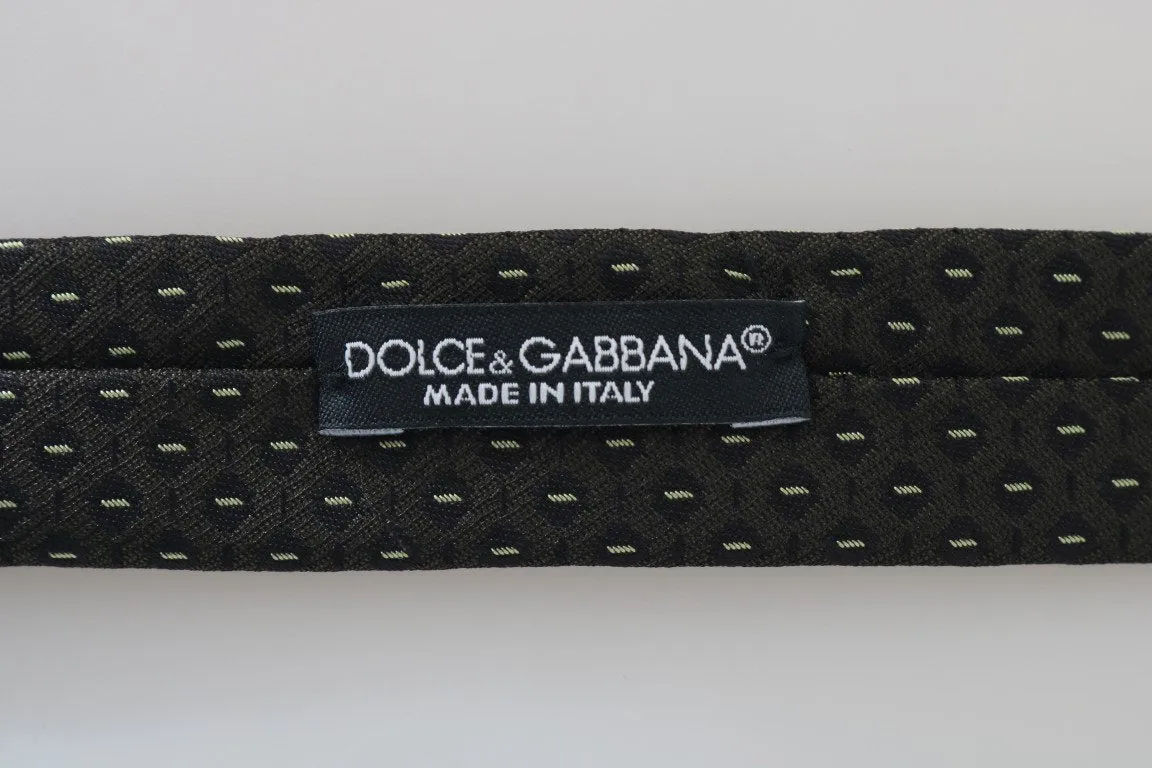 Black Brown Silk Pattern Skinny Tie