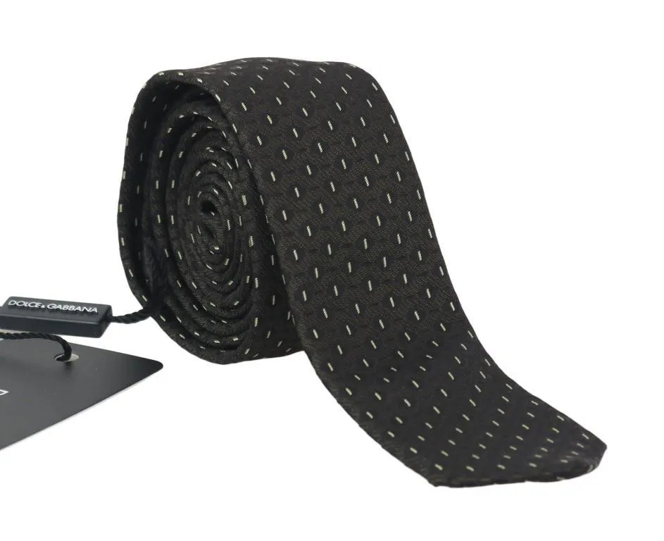 Black Brown Silk Pattern Skinny Tie