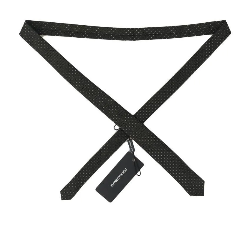 Black Brown Silk Pattern Skinny Tie
