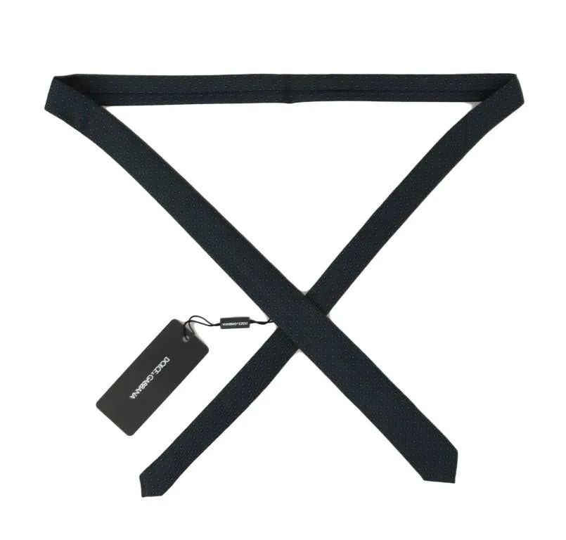 Black Silk Blue Pattern Slim Tie