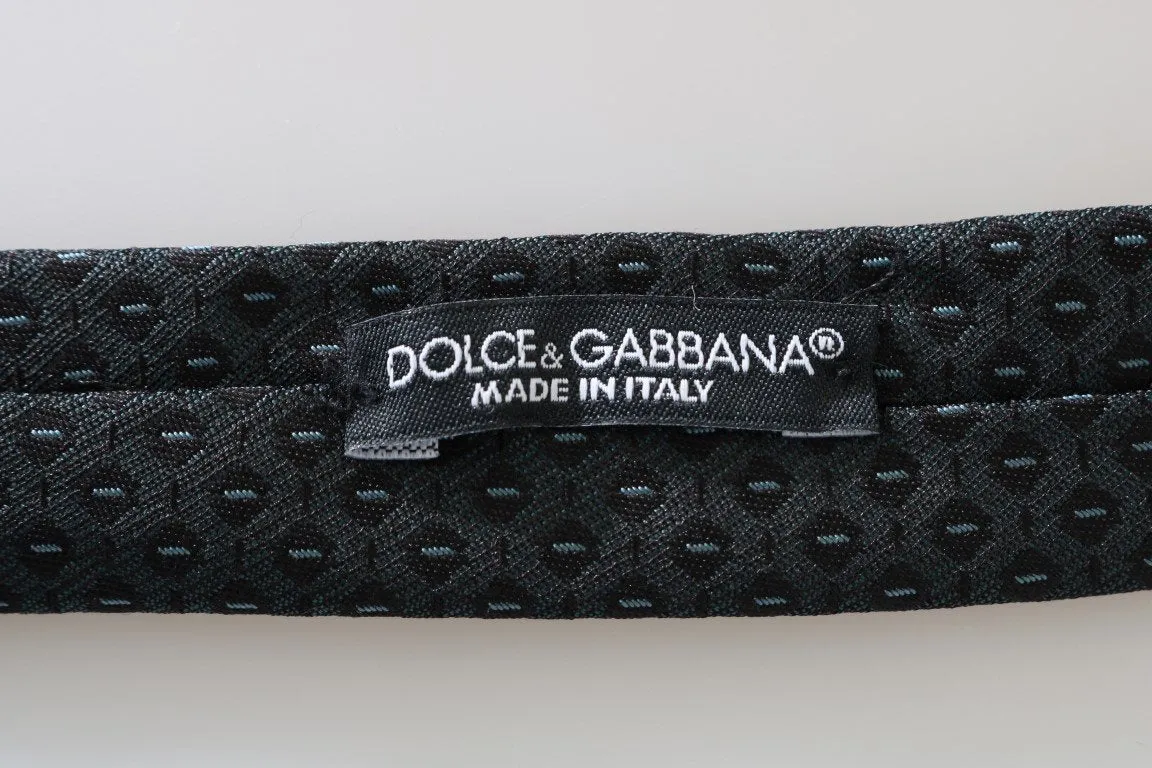 Black Silk Blue Pattern Slim Tie