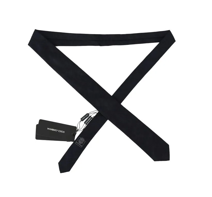 Black Silk Blue Pattern Tie