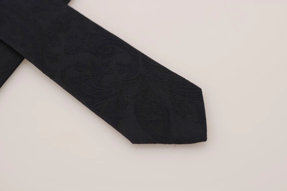 Black Silk Blue Pattern Tie