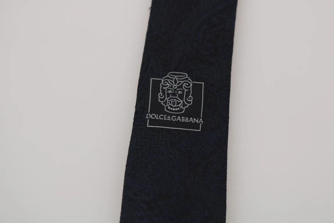 Black Silk Blue Pattern Tie