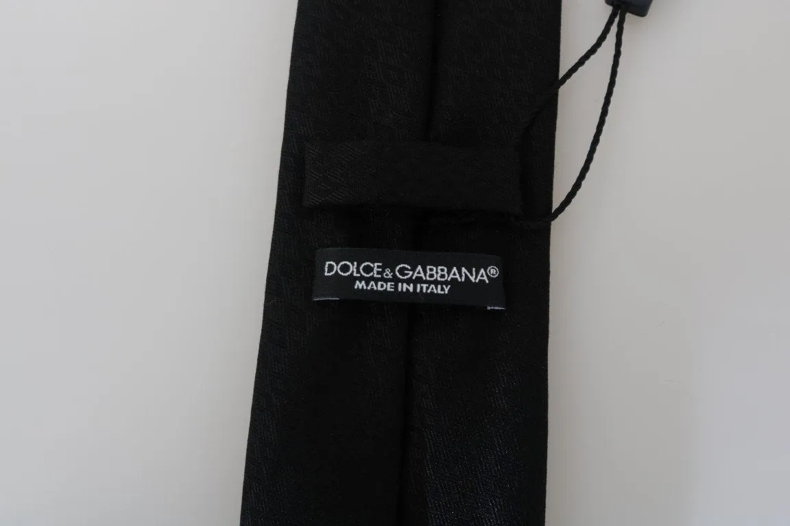 Black Silk Patterned Classic Tie