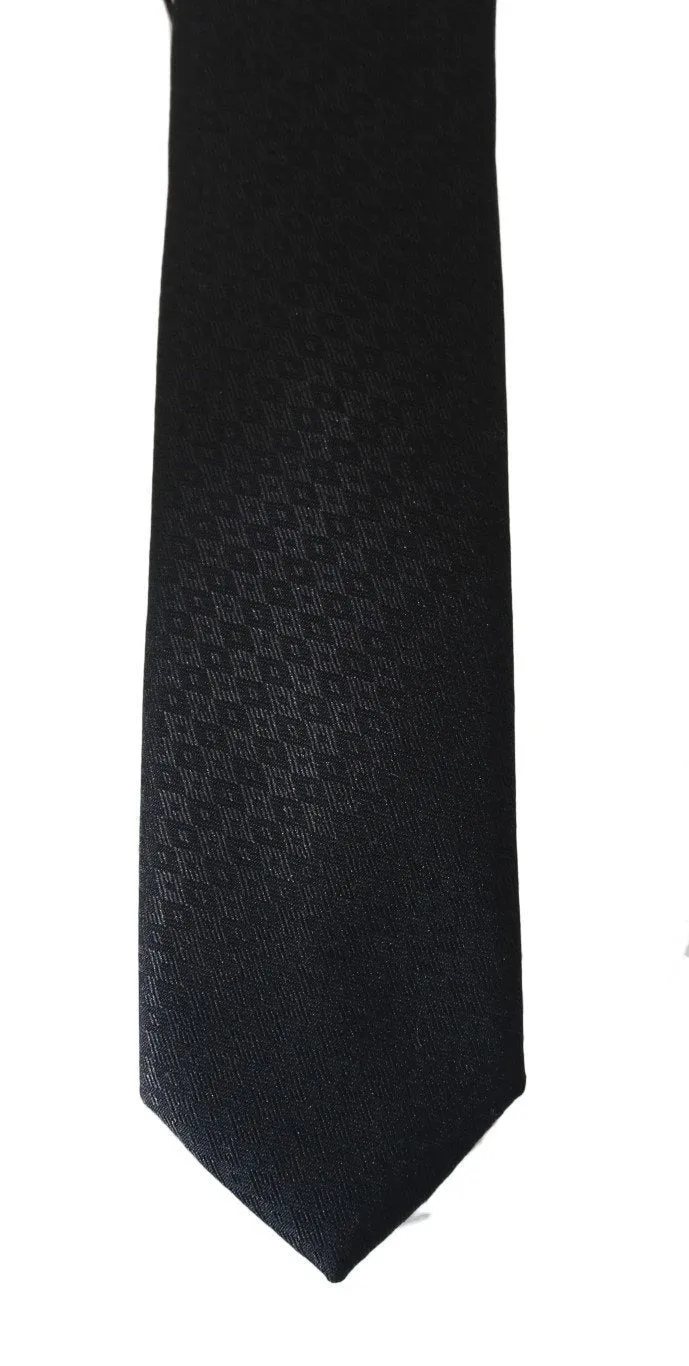 Black Silk Patterned Classic Tie