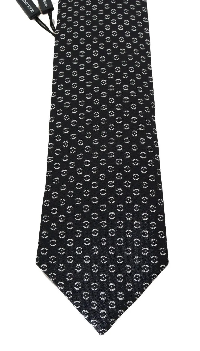 Black Silk Patterned Tie