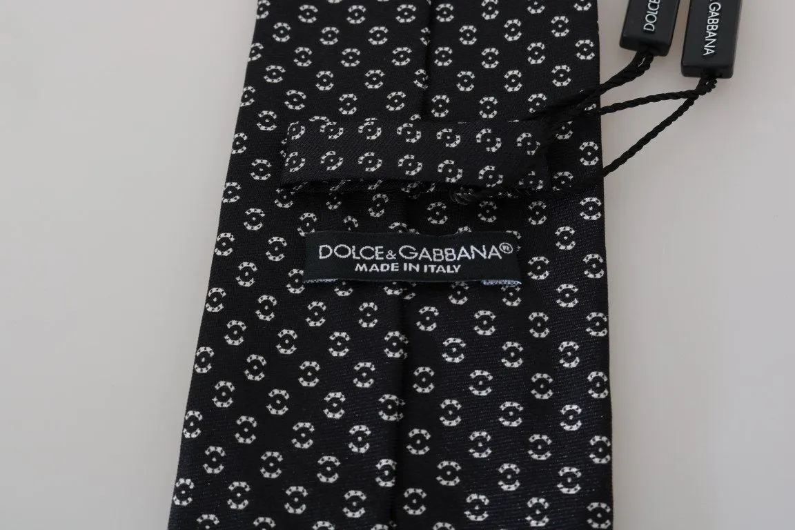 Black Silk Patterned Tie