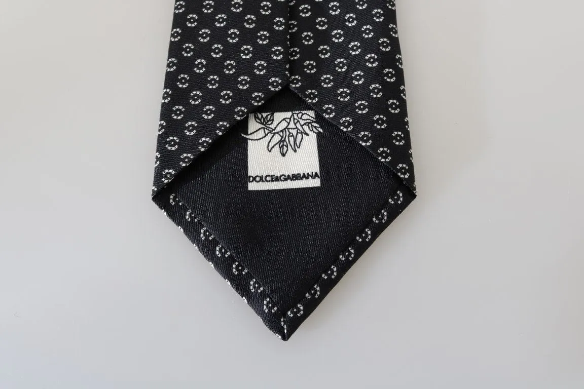 Black Silk Patterned Tie
