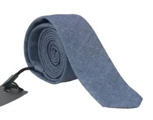 Blue Denim Cotton Solid Slim Tie