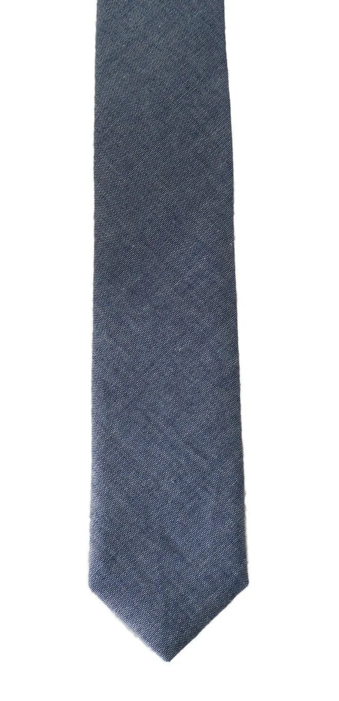 Blue Denim Cotton Solid Slim Tie