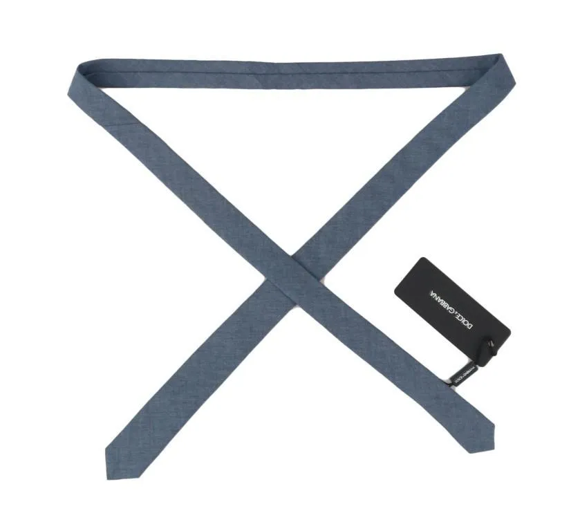 Blue Denim Cotton Solid Slim Tie