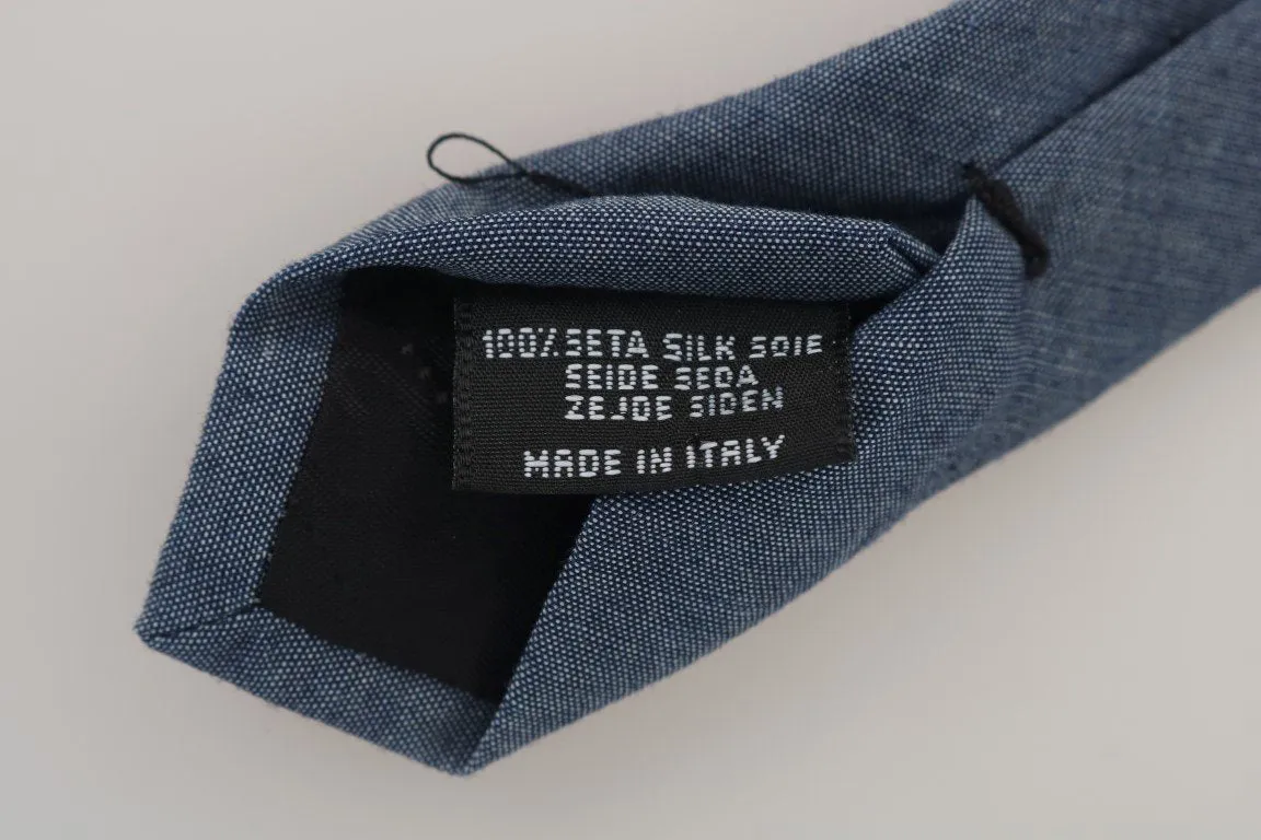 Blue Denim Cotton Solid Slim Tie