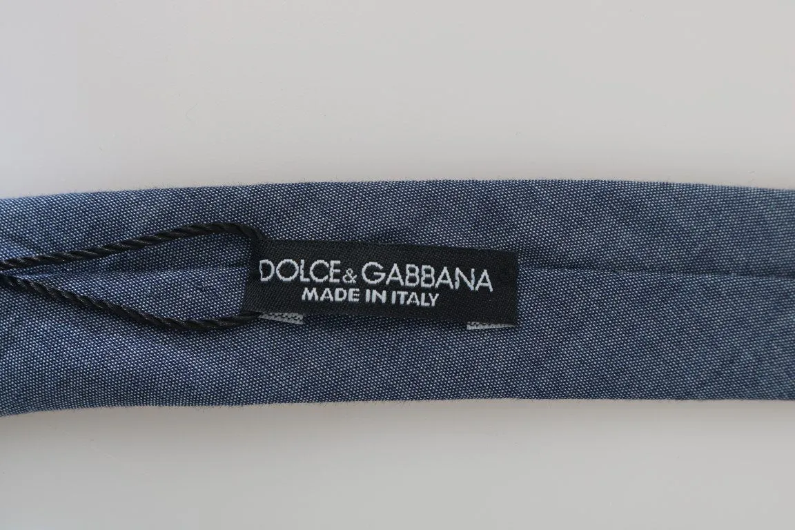 Blue Denim Cotton Solid Slim Tie