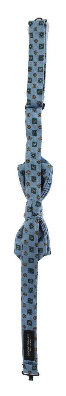 Blue Silk Baroque Neck Bow Tie