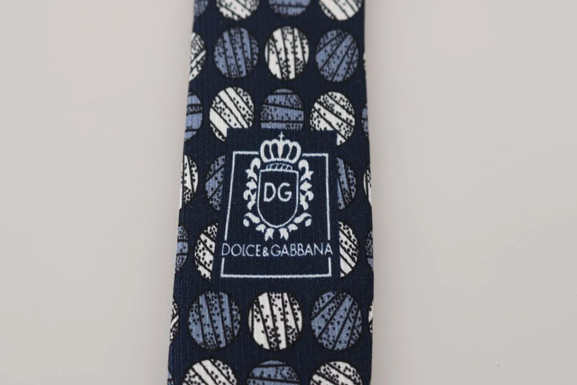 Blue Silk Circle Print Classic Tie