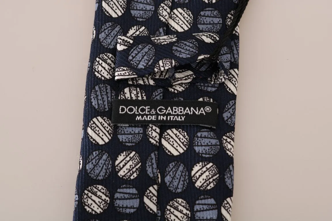 Blue Silk Circle Print Classic Tie