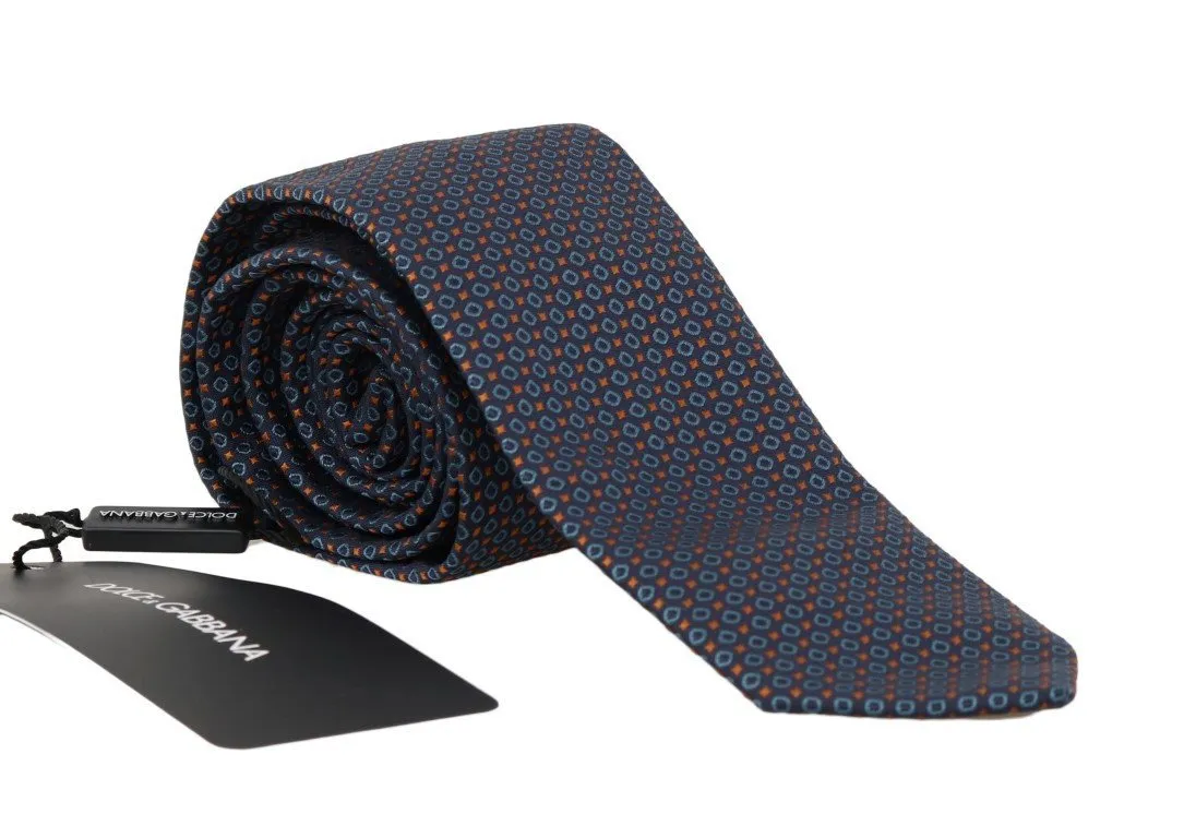 Blue Silk Pattern Classic Tie