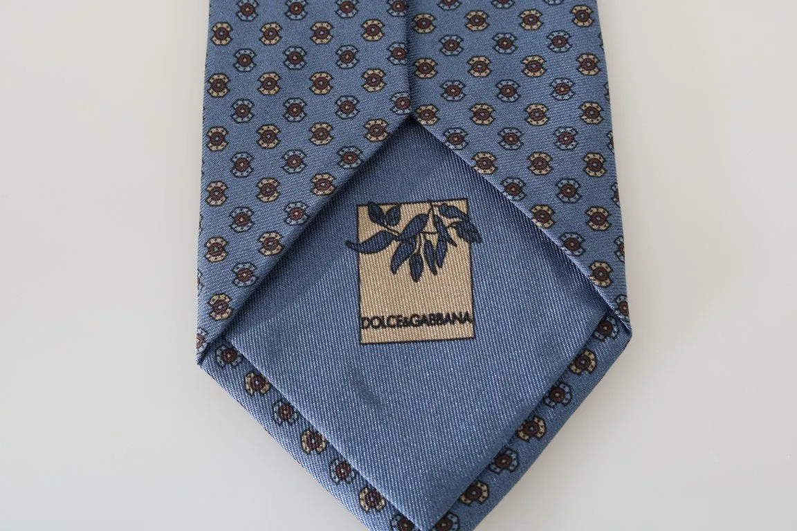Blue Silk Pattern Tie