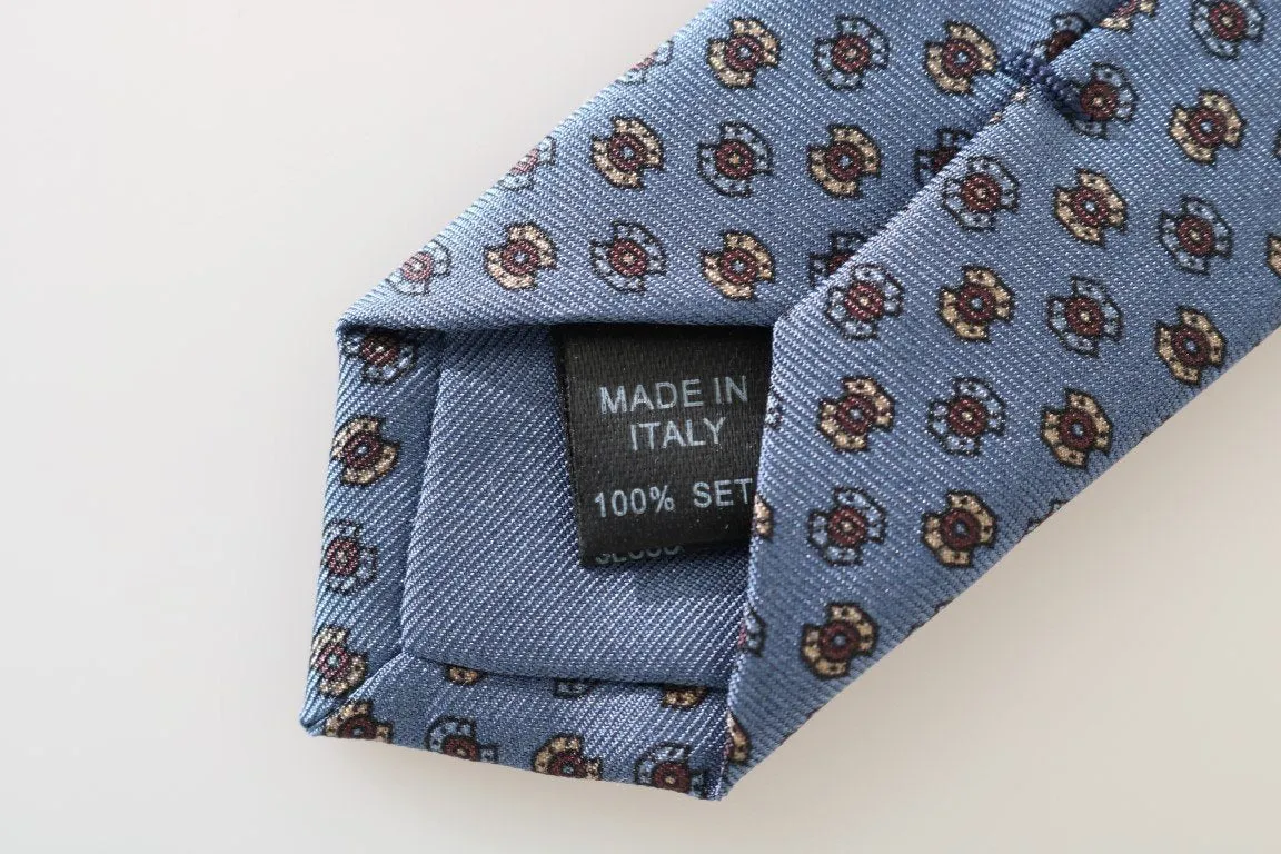 Blue Silk Pattern Tie