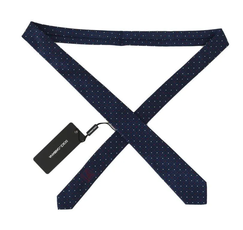Blue Silk White Red Dotted Tie