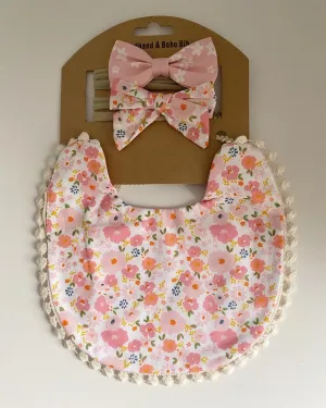 Boho Floral Bow and Bib Set