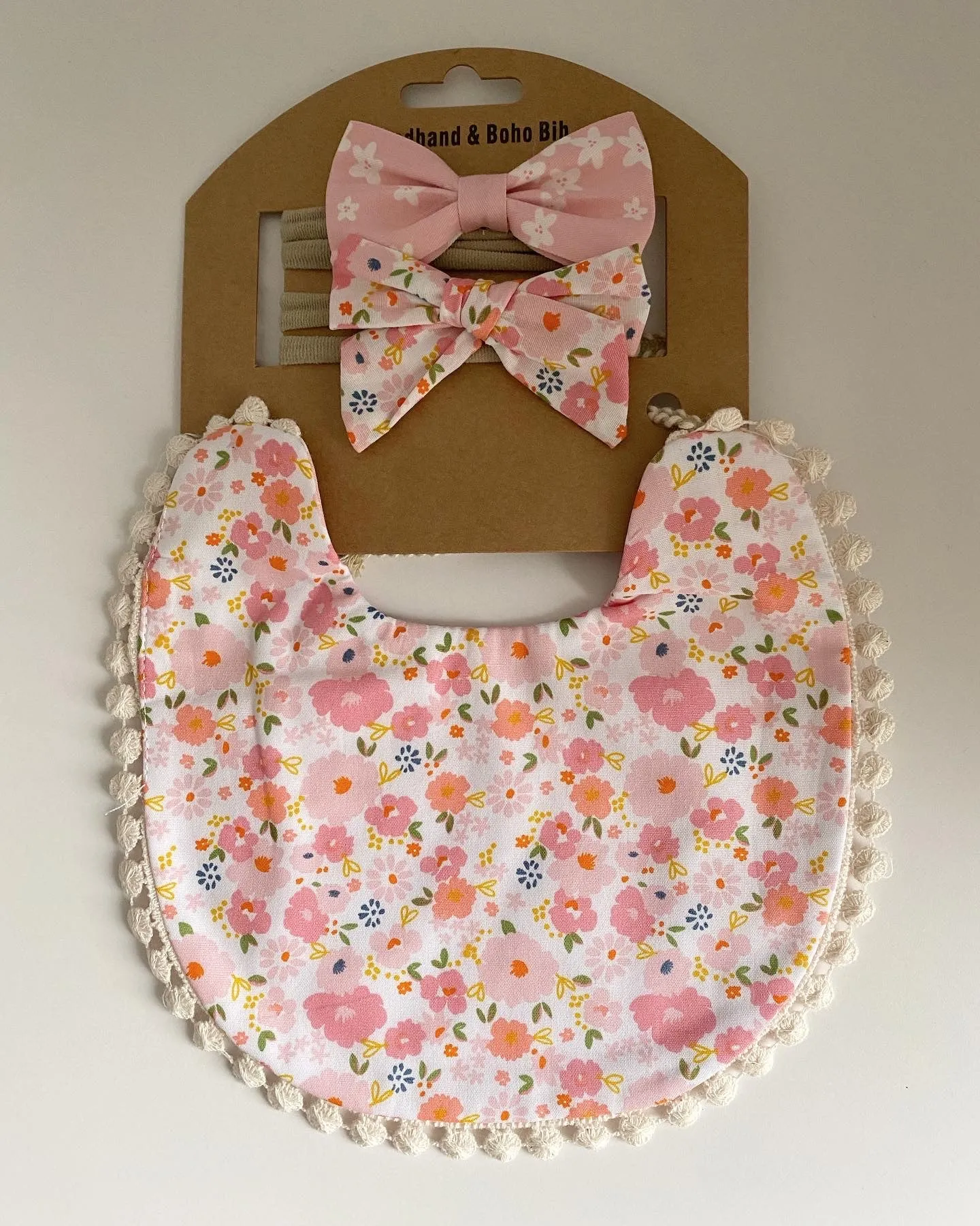 Boho Floral Bow and Bib Set