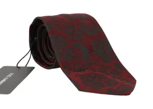 Bordeaux Silk Floral Pattern Tie