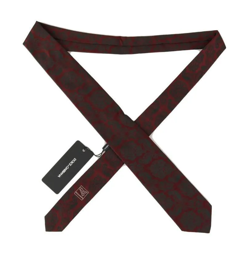 Bordeaux Silk Floral Pattern Tie